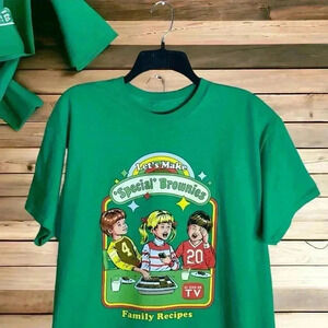 Steven Rhodes Let's Make Brownies Men's Size Large Green 420 T-Shirt Pop Culture